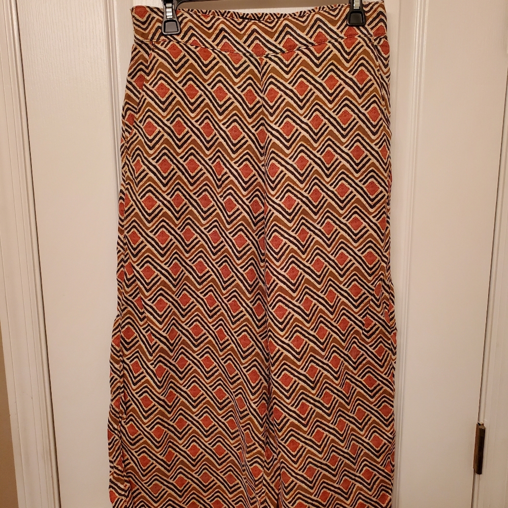 Tahari Geometric Print 100% Linen Capri Pants. High Waist. 28x24. Size M Medium - Picture 7 of 7